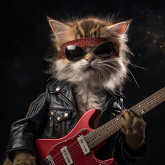cat playing guitar