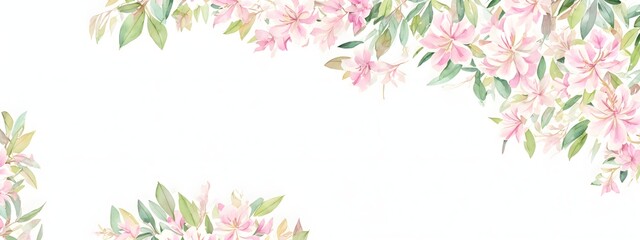 Obraz na płótnie Canvas Floral background with place for text. Flowers Rhododendron with a frame. Decorative item for Wallpaper, wrapping paper and backgrounds, postcards and wedding invitations. Generative AI.