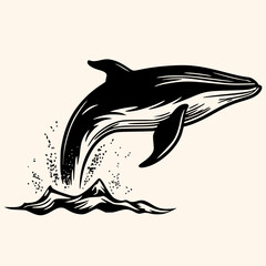 Whale vector for logo or icon,clip art, drawing Elegant minimalist style,abstract style Illustration