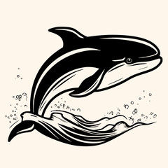 Whale vector for logo or icon,clip art, drawing Elegant minimalist style,abstract style Illustration