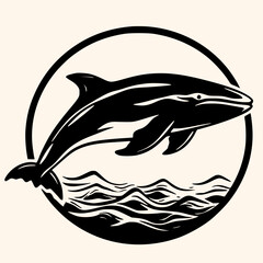 Whale vector for logo or icon,clip art, drawing Elegant minimalist style,abstract style Illustration