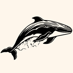 Whale vector for logo or icon,clip art, drawing Elegant minimalist style,abstract style Illustration
