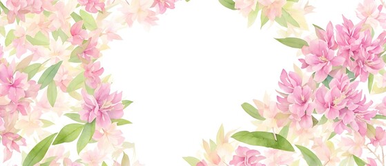 Obraz na płótnie Canvas Floral background with place for text. Flowers Rhododendron with a frame. Decorative item for Wallpaper, wrapping paper and backgrounds, postcards and wedding invitations. Generative AI.
