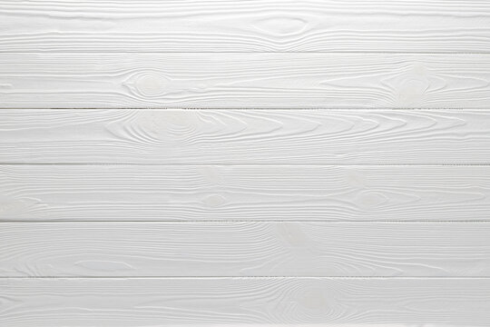 White wood table background, top view. Textured painted floor, board texture, wooden siding. Light gray horizontal planks, grey empty slats. Timber panel surface. Natural materials.