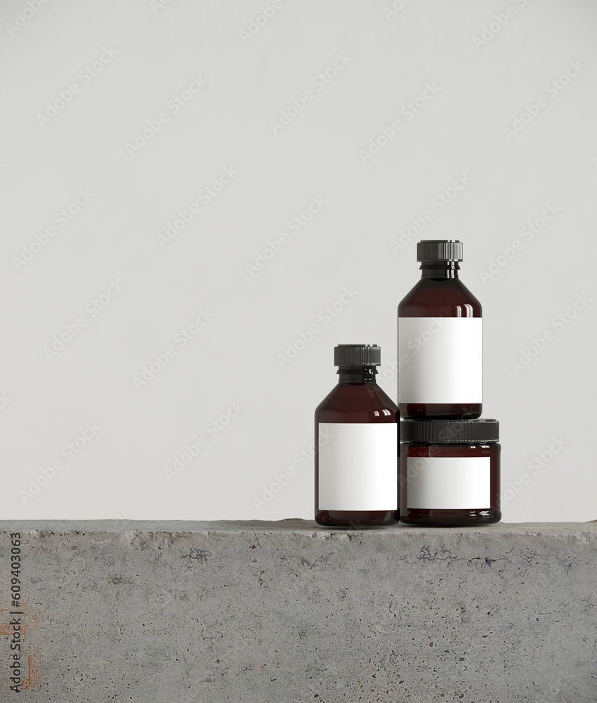 Poster minimal abstract mockup background for product presentation. concrete geometric podium on white back