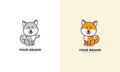 Cute dog mascot design, logo, iconic, vector graphic