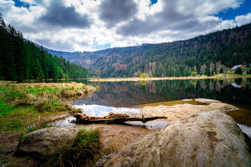 Small Arber Lake on the slope of Mount Arber in the Bavarian Forest. Bavaria. Germany.