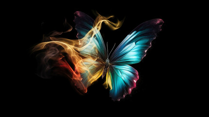 Multicolored Smoky Butterfly background. Generative ai.