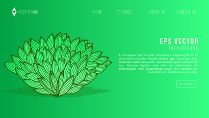 Abstract green web background of doodle shapes, lines on green background with blank space in center for text. Minimalist wavy background.