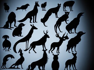 kangaroo silhouettes vector