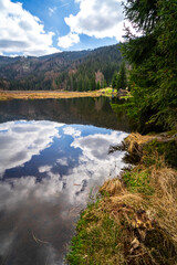 Small Arbersee on the slope of Mount Arber in the Bavarian Forest. Bavaria. Germany.