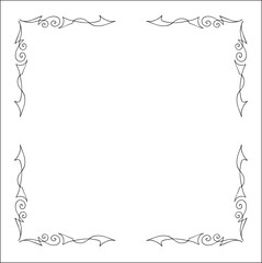 Elegant black and white monochrome ornamental border for greeting cards, banners, invitations. Vector frame for all sizes and formats. Isolated vector illustration.	
