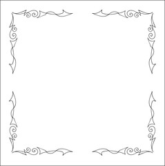 Elegant black and white monochrome ornamental border for greeting cards, banners, invitations. Vector frame for all sizes and formats. Isolated vector illustration.	