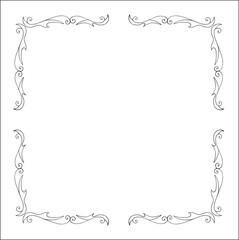 Elegant black and white monochrome ornamental border for greeting cards, banners, invitations. Vector frame for all sizes and formats. Isolated vector illustration.	