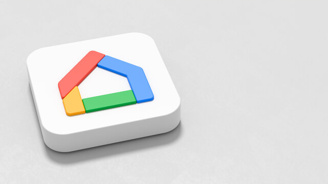 Google Home App Icon on Gray Background with Copy Space