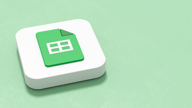Google Sheets App Icon on Green Background with Copy Space