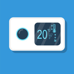 Thermostat controller in the house. Regulates heating and climate on a digital device. Vector illustration flat design. Isolated on white background.