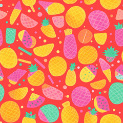 Tropical Pineapple Paradise: A Delicious Seamless Pattern AI-generated