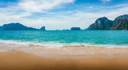 beautiful tourist beach with crystal clear water