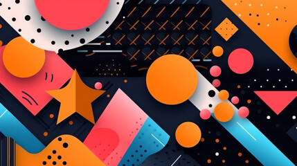 Obraz premium Abstract geometric shapes seamless pattern with flowers