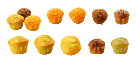 Set of delicious chocolate muffin on transparent background