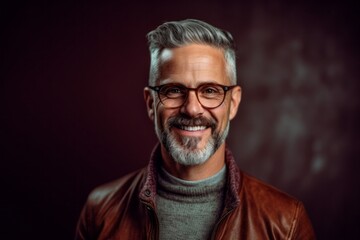 Portrait of a handsome mature man in glasses. Men's beauty, fashion.