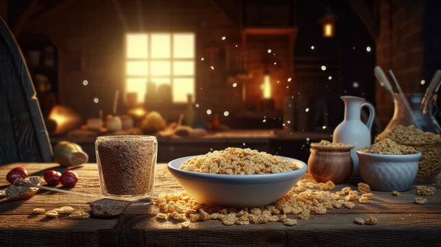 Bowl of Granes on the table 