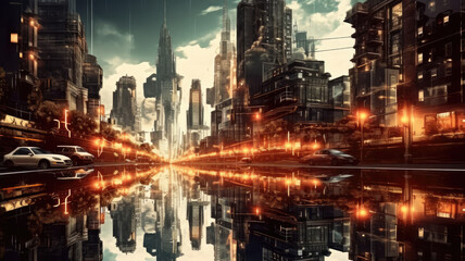 city of the future created with Generative AI technology