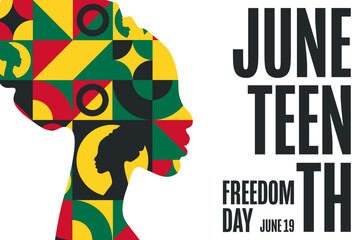 Juneteenth. Freedom Day. June 19. Holiday concept. Template for background, banner, card, poster with text inscription. Vector EPS10 illustration.