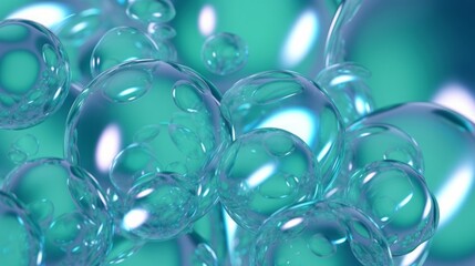 3d render, abstract background with air bubbles, sparkling water drops macro, hydration jelly balls, Generative AI