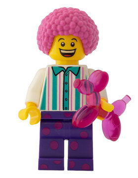 Dortmund - Deutschland 30. Mai 2023 Lego Minifigure als Clown  verkleidet mit Luftballon