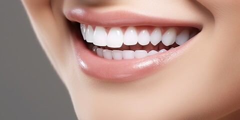 Obraz premium AI Generated. AI Generative. Perfect shite teeth beautiful girl smile. Dantist health care promotion. Graphic Art