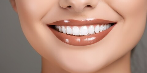 Fototapeta premium AI Generated. AI Generative. Perfect shite teeth beautiful girl smile. Dantist health care promotion. Graphic Art