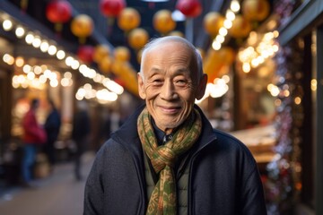 Obraz premium Portrait of a senior Japanese man in the street of Japan.