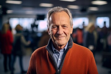 Portrait of a senior man smiling at the camera while standing in a shopping center