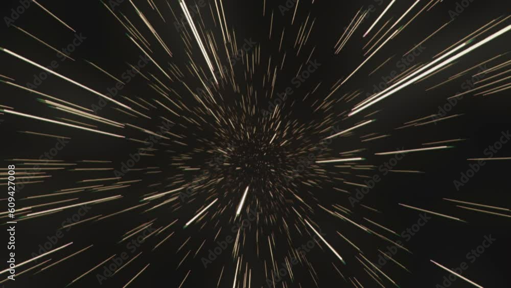 Wall mural hyper jump spaceship view. hyperspace jump, warp speed looping video. science fiction animation visu