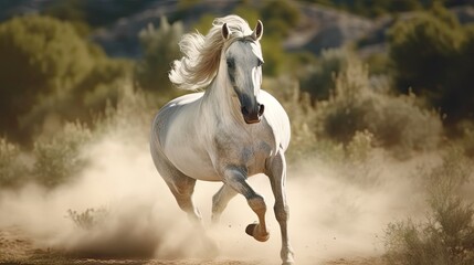Obraz na płótnie Canvas White galloping horse 