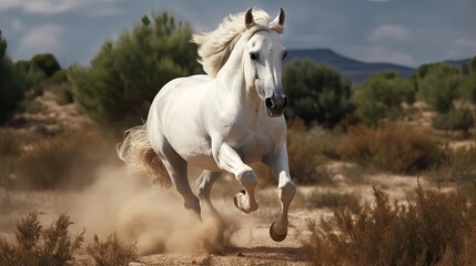Obraz na płótnie Canvas White galloping horse 