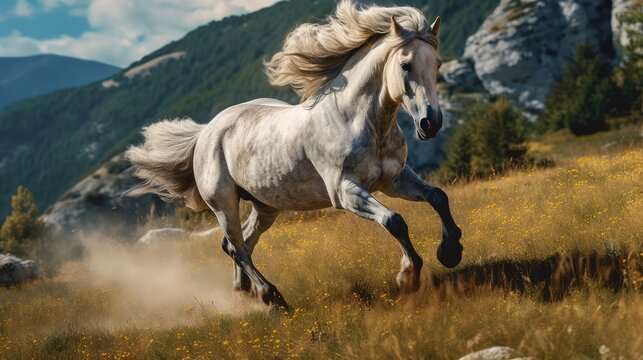 White galloping horse 