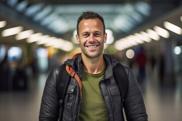 Obraz premium Portrait of a handsome man smiling at the camera in a subway station