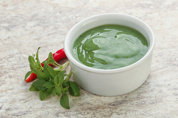 Green chili pepper and lime sauce
