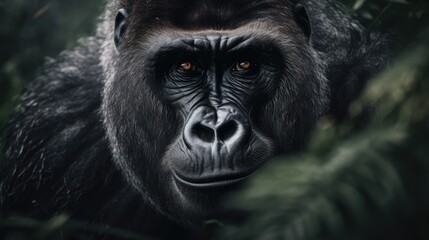 Gorilla in the wild. Close up portrait. 