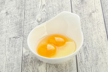 Chicken egg in the bowl
