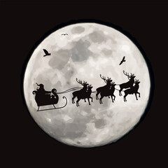 Vector silhouette of Christmas symbol on moon background.