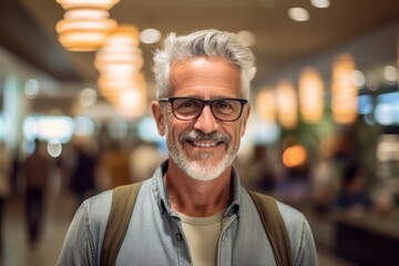 Obraz premium Portrait of senior man with eyeglasses in shopping mall.