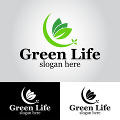 Green Life Business Vector Logo Design Template