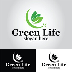Green Life Business Vector Logo Design Template