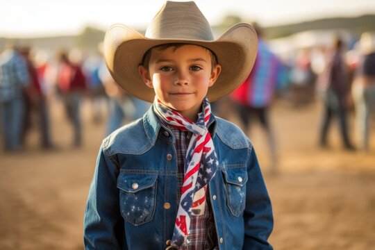 Little boy in cowboy hat on the rodeo, shallow depth of field