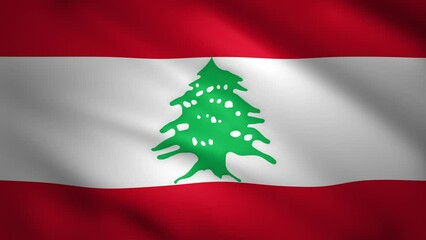 Lebanon flag moves in the wind