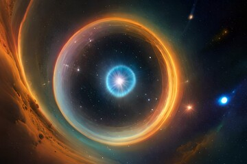 Naklejka premium planet with sun and stars